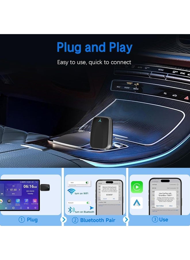 dida-cosmos Wireless CarPlay Adapter,CarPlay Adapter for iPhone,Convert Wired to Wireless Apple CarPlay Adapter, Low Latency CarPlay Adapter,for apple car play wireless adapter, USB-A & USB-C Compatible - Image 4